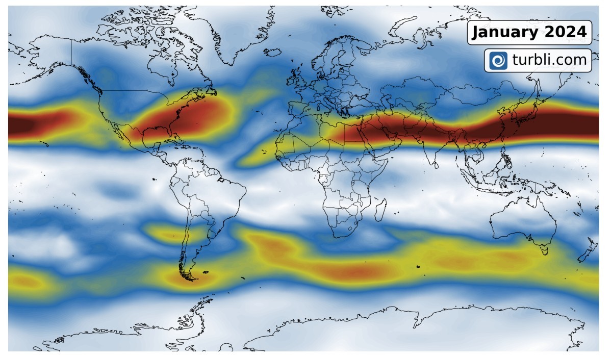 world average wind speed in January 2024