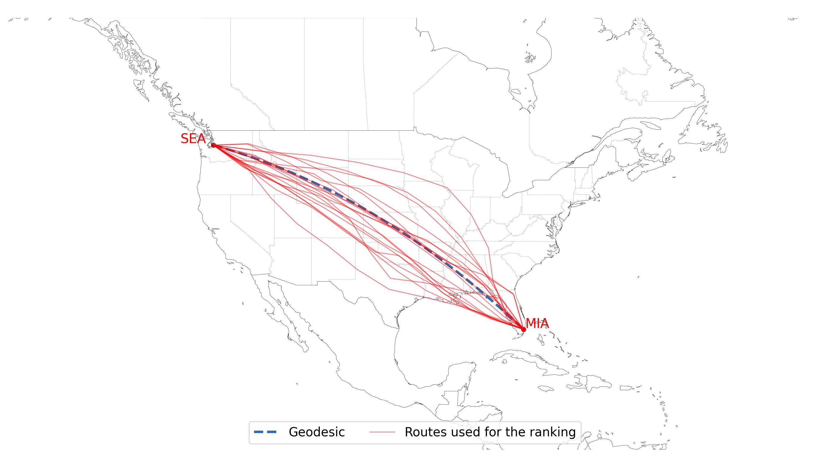 routes between Seattle and Miami